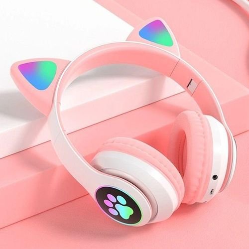 CAT STN-28 Wireless Cat Ear Headset with RGB Light-Pink